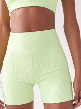Year of Ours Ribbed Biker Shorts Neon Green High Rise Stretch S